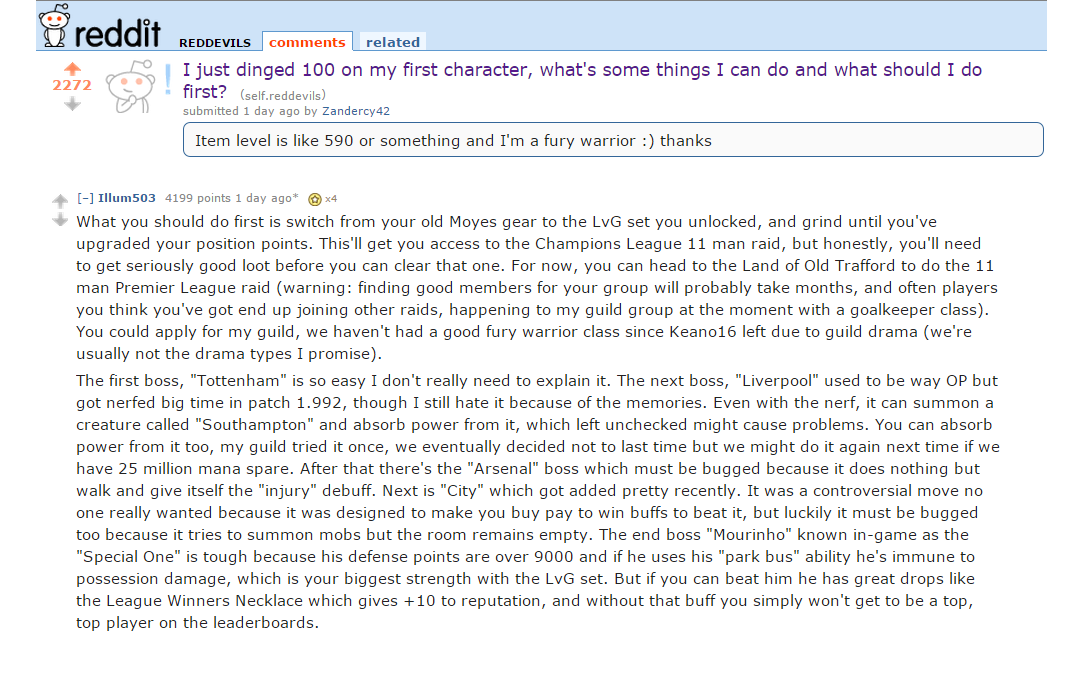 Manchester United fan's reply To A RPG Gamer ( in Reddit)