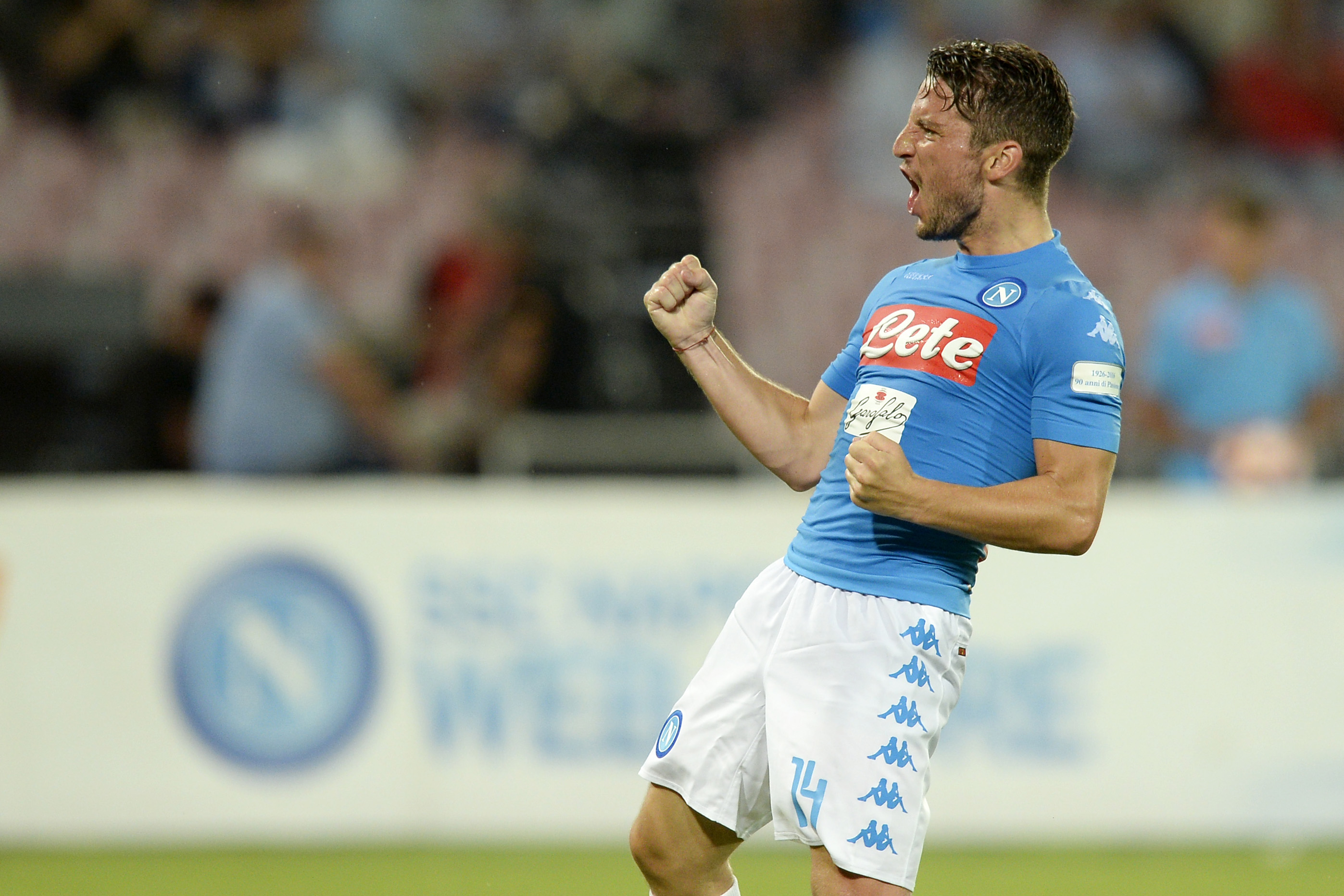Napoli forward Dries Mertens celebrates after scoring. (Getty Images)