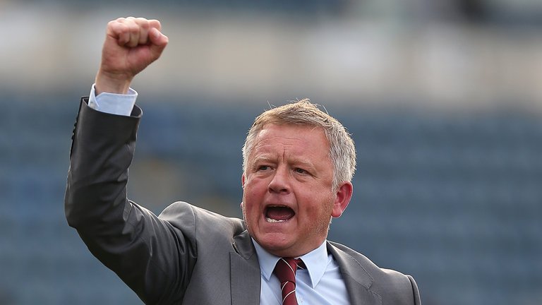 Sheffield United Chris Wilder celebrates a win. (Getty Images)