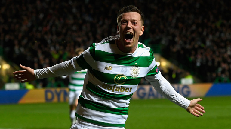 Callum McGregor celebrates after scoring a goal for Celtic. (Getty Images)