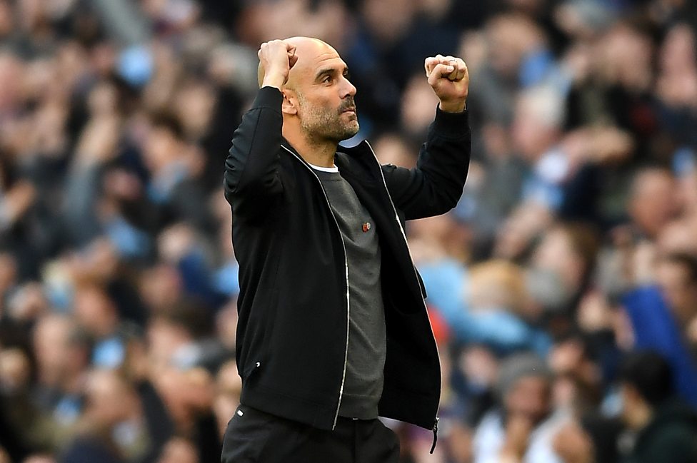 Manchester City manager Pep Guardiola during the 2018 Manchester derby. (Getty Images)