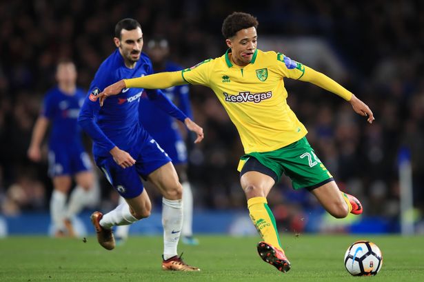 Norwich City left-back Jamal Lewis in action against Chelsea. (Getty Images)