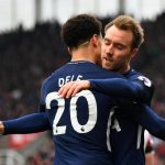 Tottenham's Dele Alli and Christian Eriksen celebrate a goal. (Getty Images)