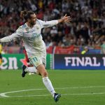 Real Madrid's Gareth Bale celebrates his second goal against Liverpool in the 2018 Champions League final. (Getty Images)