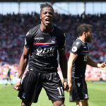 Crystal Palace forward Wilfried Zaha celebrates after scoring. (Getty Images)