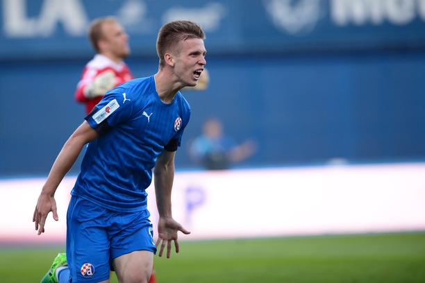 Dinamo Zagreb's Dani Olmo celebrates after scoring goal. (Getty Images)