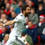 Wolves midfielder Joao Moutinho celebrates after scoring against Manchester United at Old Trafford. (Getty Images)