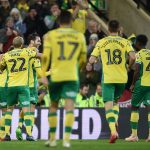 Norwich City players celebrate. (Getty Images)
