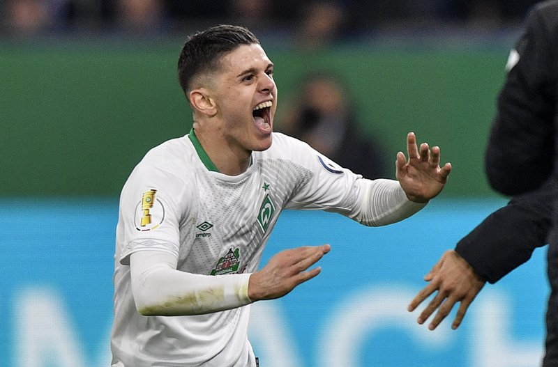 Werder Bremen winger Milot Rashica celebrates after scoring. (Getty Images)