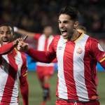Juanpe Ramirez celebrates a goal with his Girona teammates. (Getty Images)