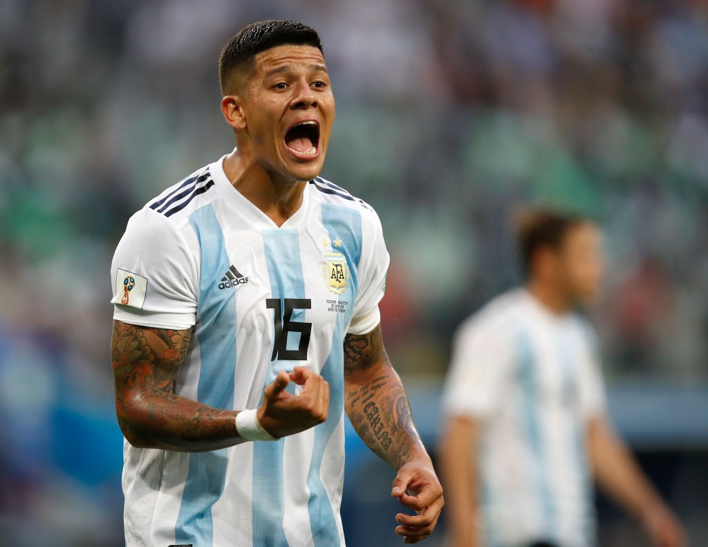 Marcos Rojo reacts during the 2018 FIFA World Cup group D match between Nigeria and Argentina. (Getty Images)