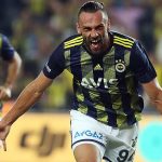 Fenerbahce striker Vedat Muriqi celebrates after scoring. (Getty Images)