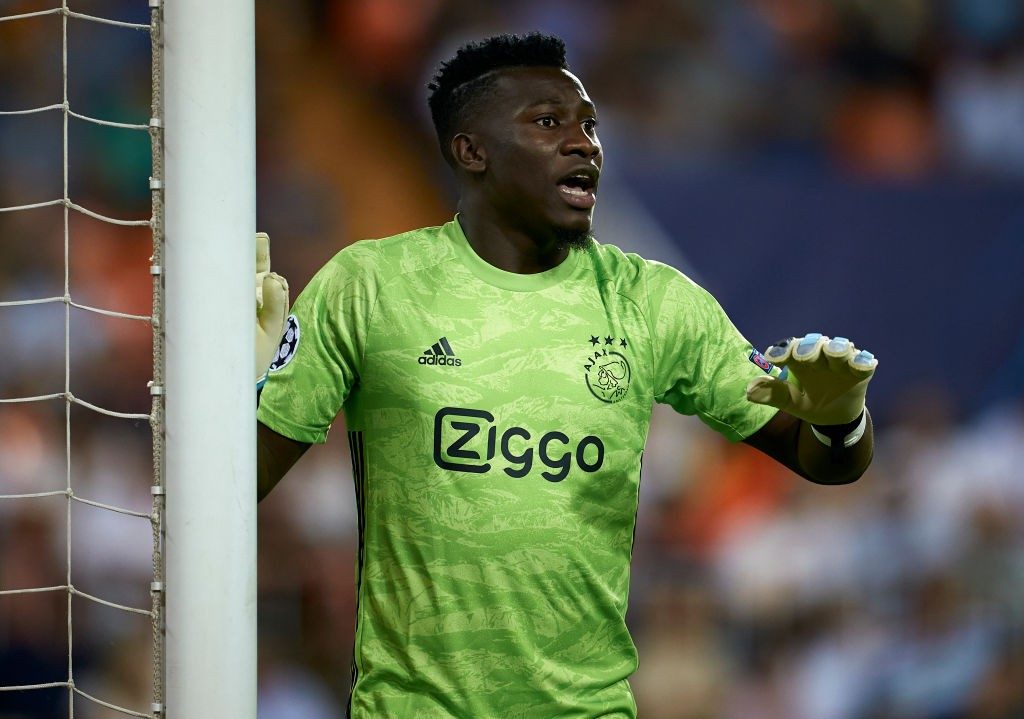 Andre Onana of Ajax in action during the UEFA Champions League group H match between Valencia CF and AFC Ajax at Estadio Mestalla on October 02, 2019 in Valencia, Spain. (Getty Images)