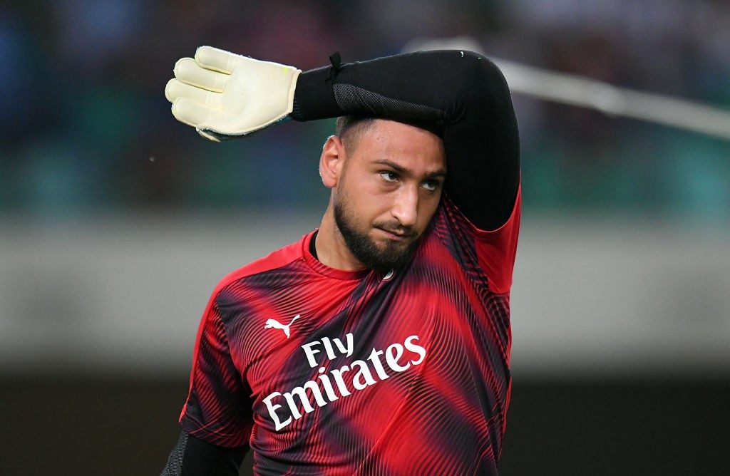AC Milan goalkeeper  Gianluigi Donnarumma in action during a Serie A encounter. (Getty Images)