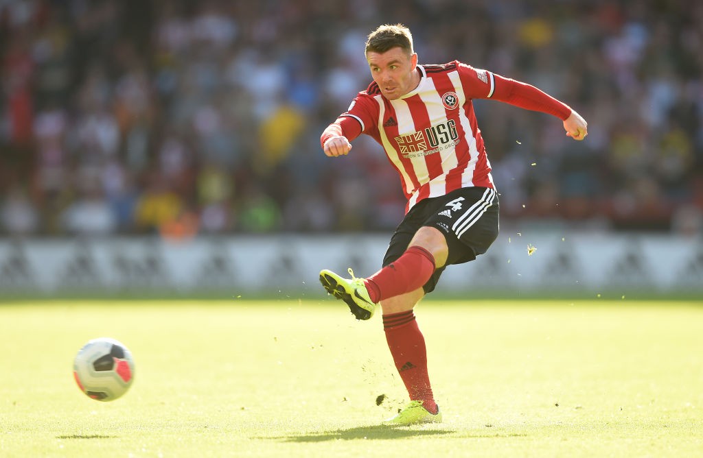 Sheffield United midfielder John Fleck shoots the ball. (Getty Images)