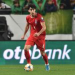 Azerbaijan's defender Bahlul Mustafazade plays the ball during the UEFA Euro 2020 qualifier Group E football match Hungary v Azerbaijan at the Groupama Arena. (Getty Images)