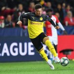 Jadon Sancho plays the ball during the UEFA Champions League group F match between Slavia Praha and Borussia Dortmund. (Getty Images)