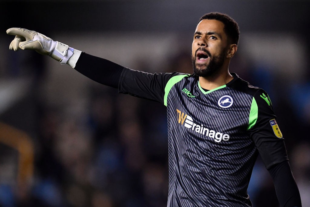Jordan Archer of Millwall reacts during the Sky Bet Championship match between Millwall and Birmingham City at The Den. (Getty Images)