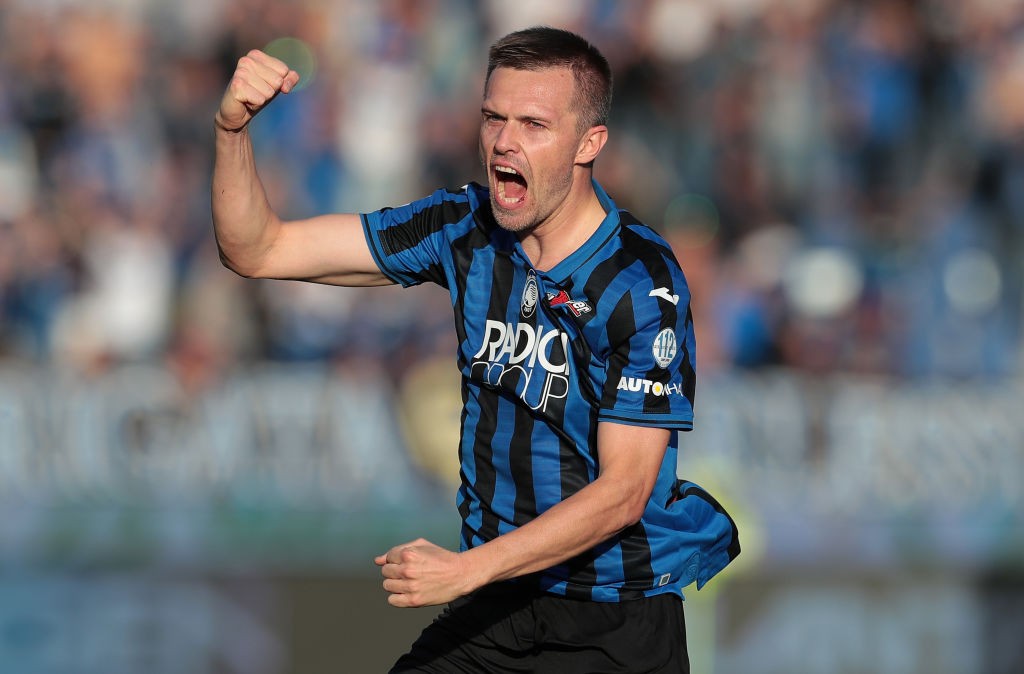 Josip Ilicic of Atalanta celebrates his second goal during the Serie A match between Atalanta BC and Udinese Calcio at Gewiss Stadium. (Getty Images)