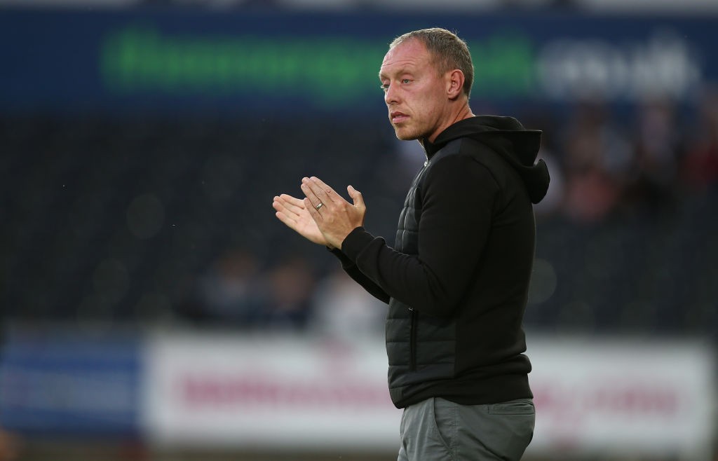 Swansea City Head Coach Steve Cooper looks on during the Carabao Cup First Round match between Swansea City and Northampton Town at Liberty Stadium. (Getty Images)
