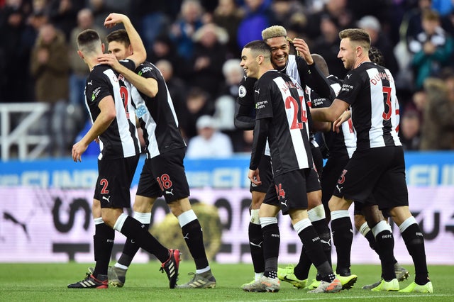Newcastle United players celebrate a goal. (Getty Images)