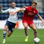 Cameron McGeehan of Barnsley and Alan Brown of Preston North End compete for the ball during the Sky Bet Championship match between Preston North End and Barnsley at Deepdale. (Getty Images)