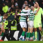 Fraser Forster of Celtic celebrates victory with Scott Brown. (Getty Images)