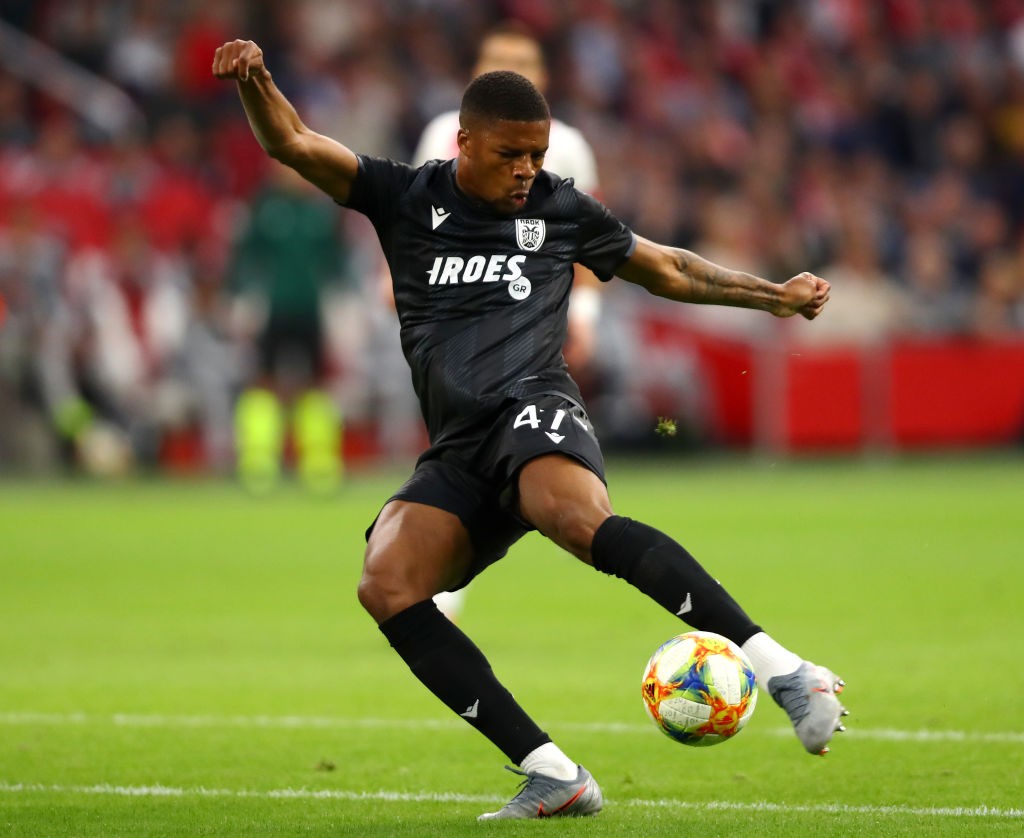 Chuba Akpom of PAOK in action during the UEFA Champions League 3rd Qualifying match between Ajax and PAOK Thessaloniki at Johan Cruyff Arena. (Getty Images)