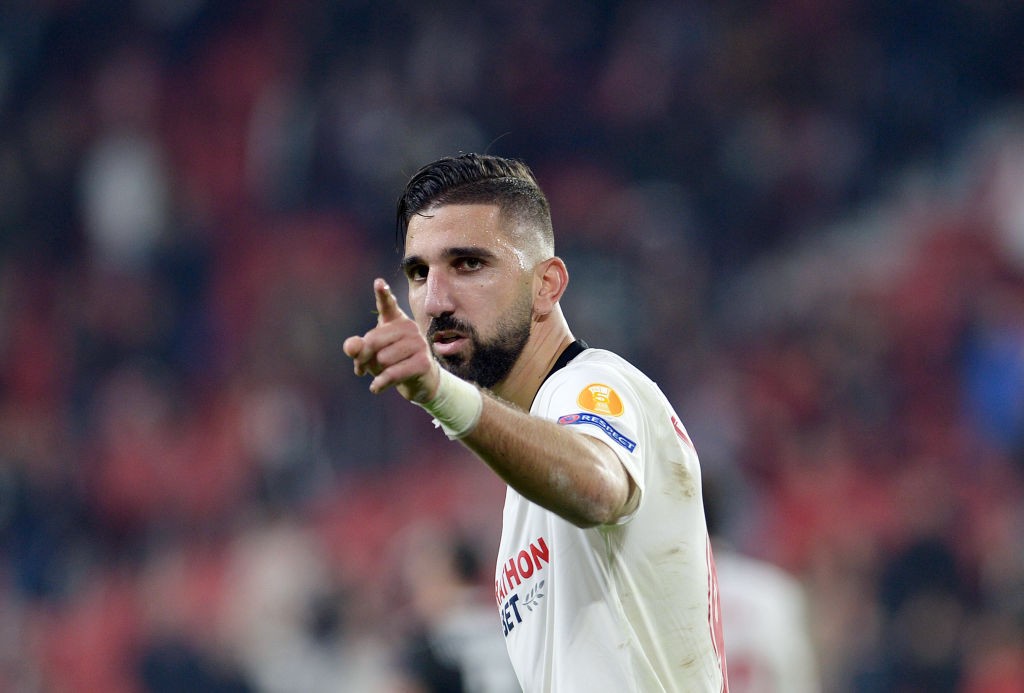Sevilla's Israeli forward Moanes Dabour celebrates after scoring a goal during the UEFA Europa League Group A football match between Sevilla FC and Qarabag FK at the Ramon Sanchez Pizjuan stadium. (Getty Images)