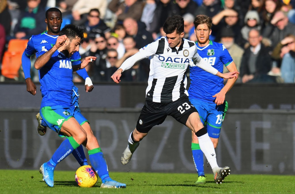 Ignacio Pussetto of Udinese Calcio in action during the Serie A match between Udinese Calcio and US Sassuolo at Stadio Friuli on January 12, 2020 in Udine, Italy. (Getty Images)