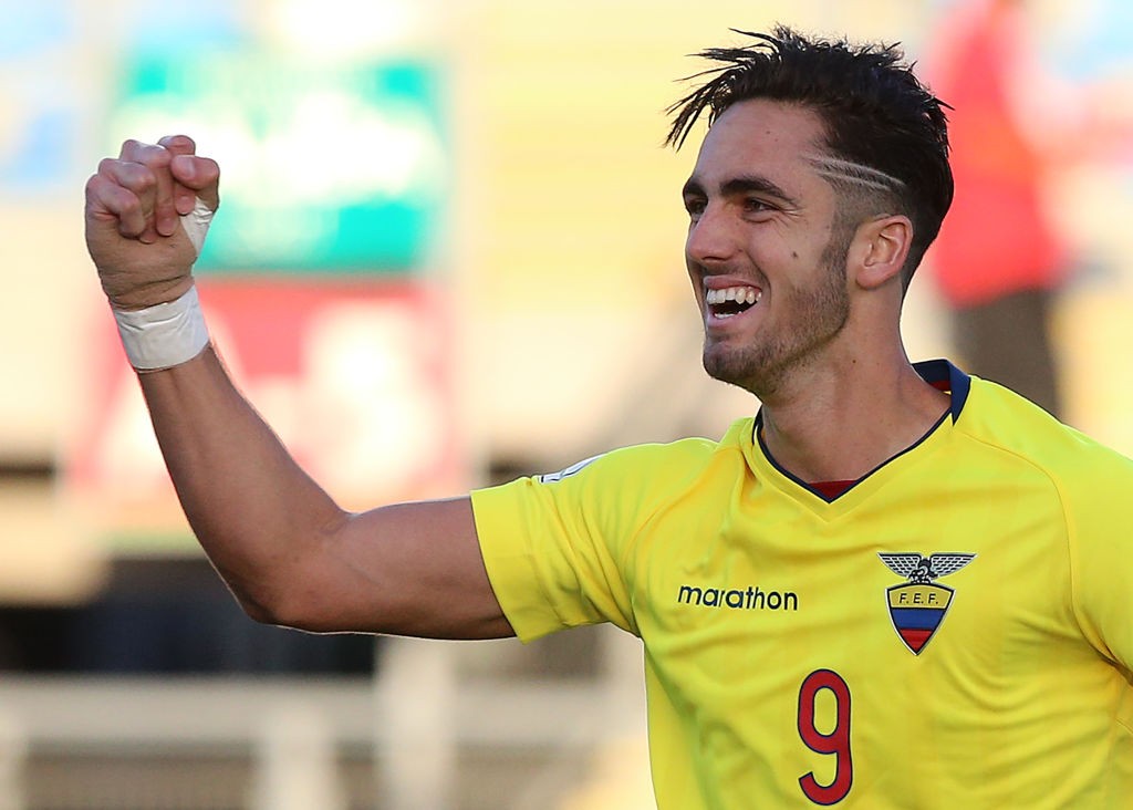 Ecuador's Leonardo Campana celebrates after scoring against Venezuela during their South American U-20 football match at El Teniente stadium in Rancagua on February 10, 2019. (Getty Images)