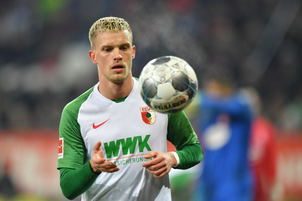 Philipp Max of FC Augsburg looks on during the Bundesliga match between FC Augsburg and Fortuna Duesseldorf at WWK-Arena on December 17, 2019 in Augsburg, Germany. (Getty Images)