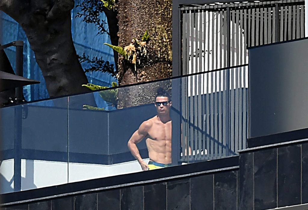 Juventus forward Cristiano Ronaldo spotted sunbathing at his luxury villa in Madeira. (Getty Images)