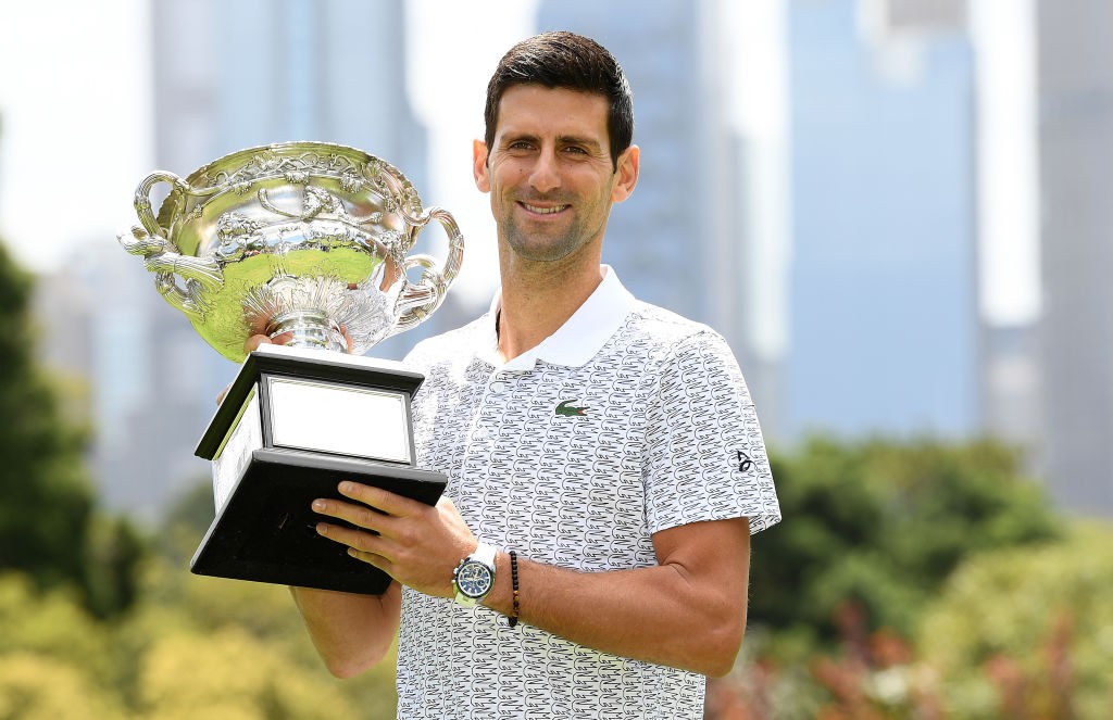 Novak Djokovic with the 2020 Australian Open