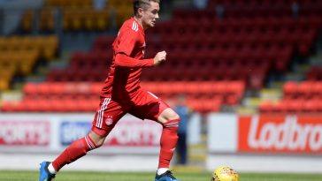 PERTH, SCOTLAND - JULY 08: Scott Wright of Aberdeen in action during the Pre-Season Friendly between St Johnstone and Aberdeen at McDiarmid Park on July 8, 2018 in Perth, Scotland. (Photo by Mark Runnacles/Getty Images)