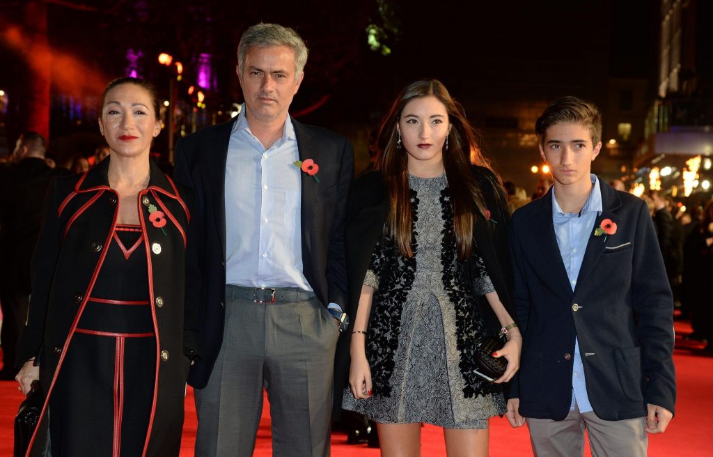 Mourinho with his family and wife Matilde Mourinho. (The Sun)