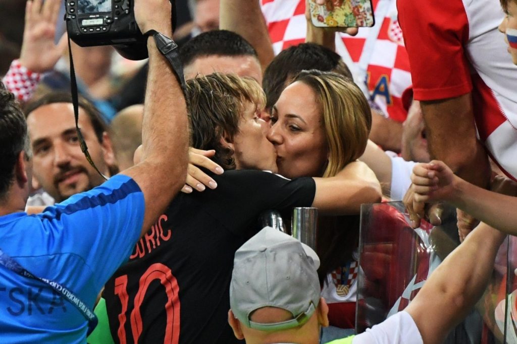 Luca Modric with his wife during the FIFA World Cup 2018. (Credit: Getty)