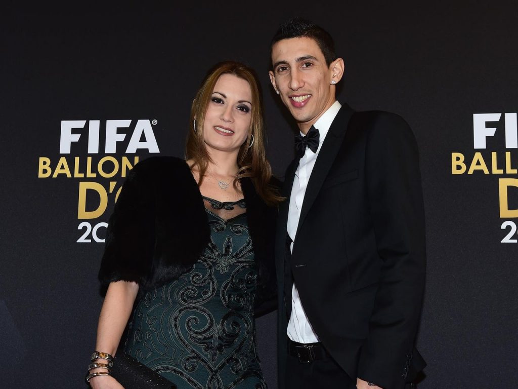 Angel Di Maria and wife Jorgelina Cardoso at Ballon d'Or ceremony. (Image credit: Getty Images)