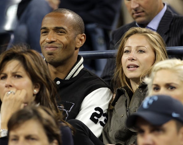 Thierry Henry and girlfriend Andrea Rajacic watches on from the stands. (Picture was taken from WTfoot0