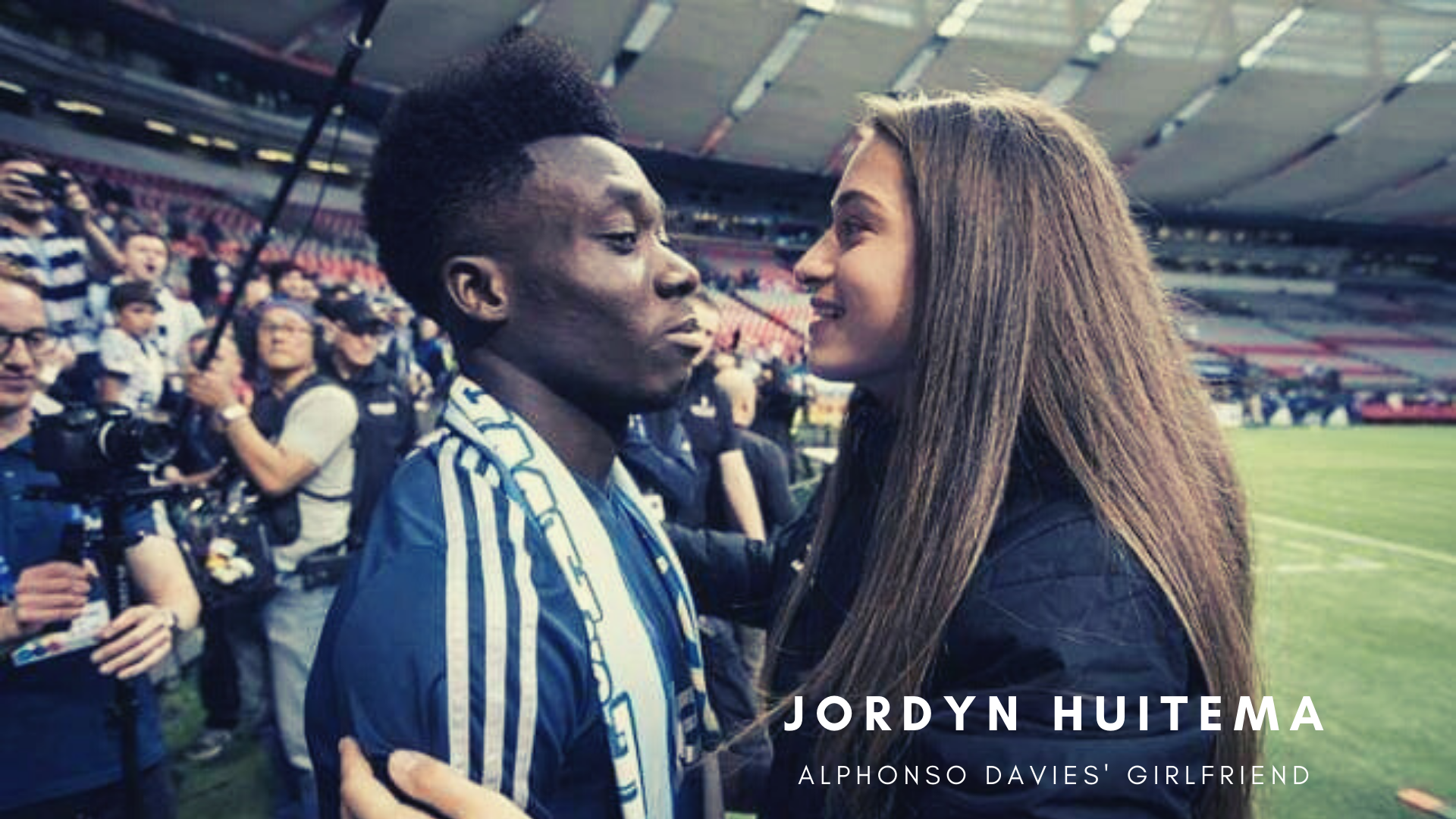 Alphonso Davies with girlfriend Jordyn Huitema. (Credit: Twitter)
