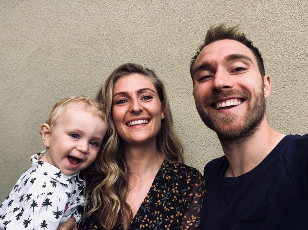 Christian Eriksen with wife and children. (Credit: Instagram)