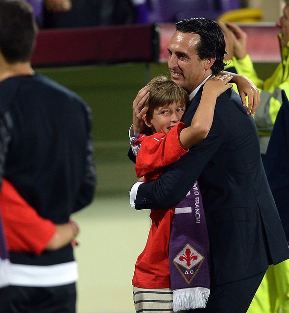 Unai Emery with his kid Lander who is a youth goalkeeper 