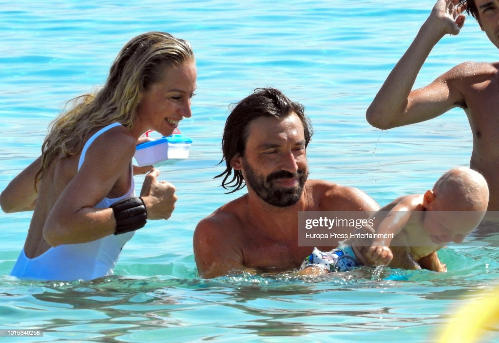Andrea Pirlo, his girlfriend Valentina Baldini and his son Tommaso during a vacation in Ibiza, Spain. (Photo by Europa Press/ Getty Images)