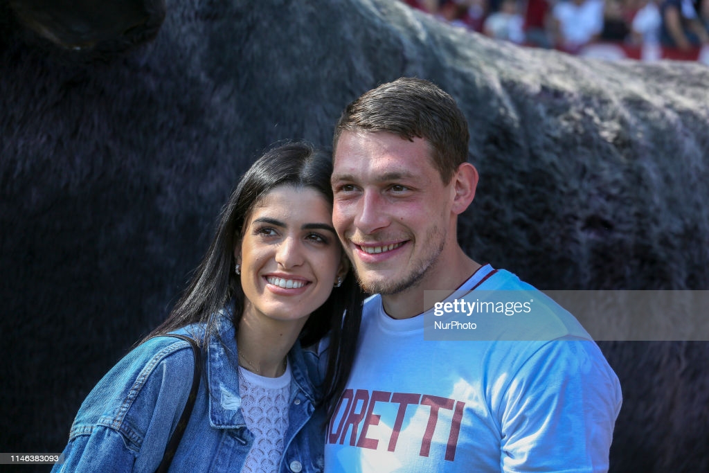 Andrea Belotti with his wife Giorgia during vacation time. (Photo by Massimiliano Ferraro/NurPhoto via Getty Images)