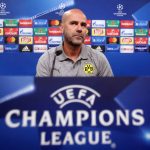 Head coach Peter Bosz attends a Borussia Dortmund press conference ahead of their UEFA Champions League Group H match against Real Madrid