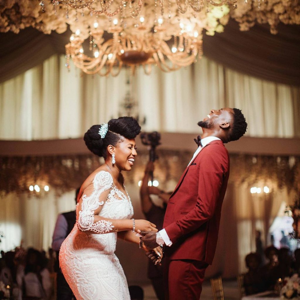 Wilfred Ndidi and wife Dinma Fortune at their wedding ceremony. (Credit: Instagram) 
