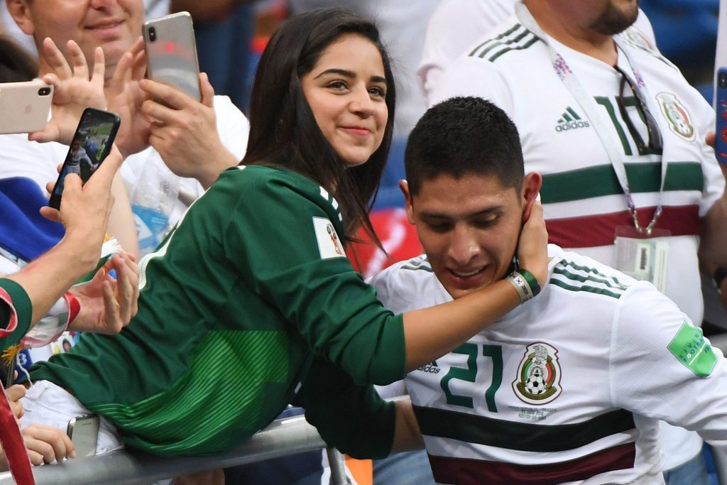 Sofia Toache while supporting his boyfriend from the stands. (Credit: AFP)