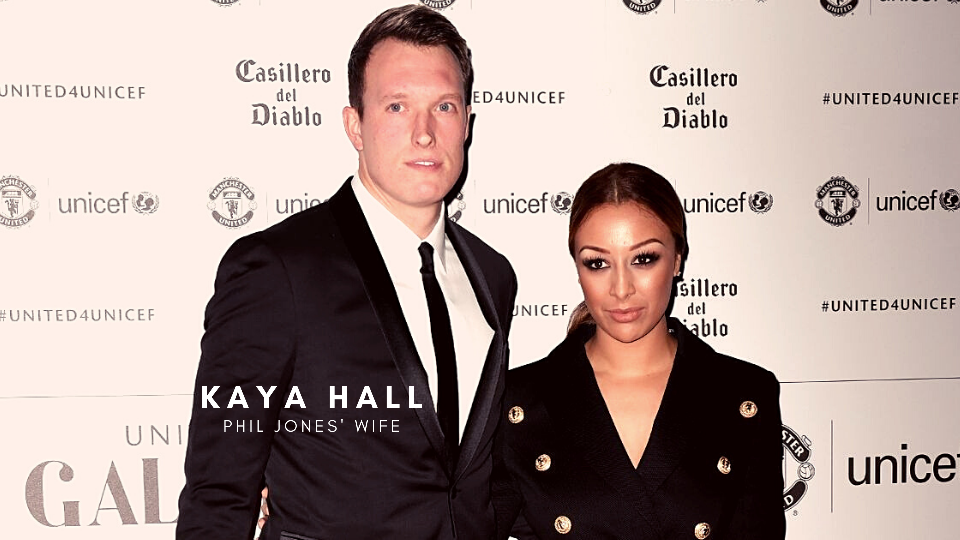 Phil Jones with wife Kaya Hall. (Image: Getty Images)