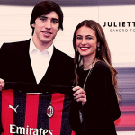 Sandro Tonali with his girlfriend Juliette Pastore. (Credit: AC Milan)