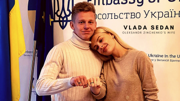 Oleksandr Zinchenko with his wife Vlada Sedan. (Picture was taken from bongda24h.vn)